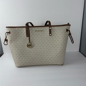 Michael Kors Cream and Brown Tote Bag
